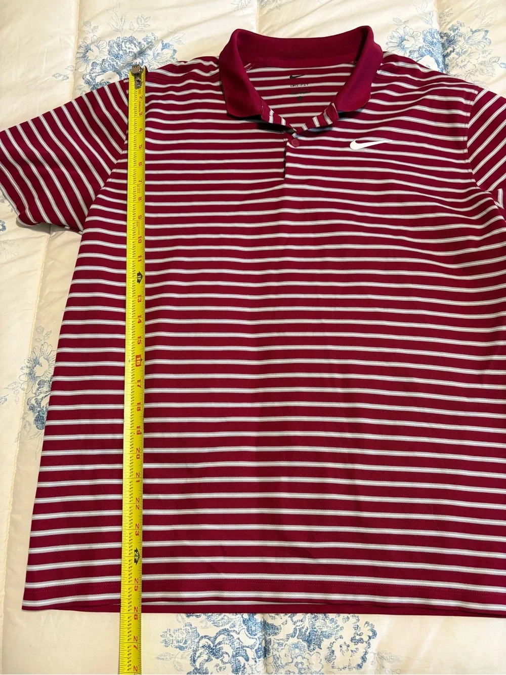 Nike Men's Short Sleeve Shirt Size Large Dri-fit Polo Red Gray Golf Casual